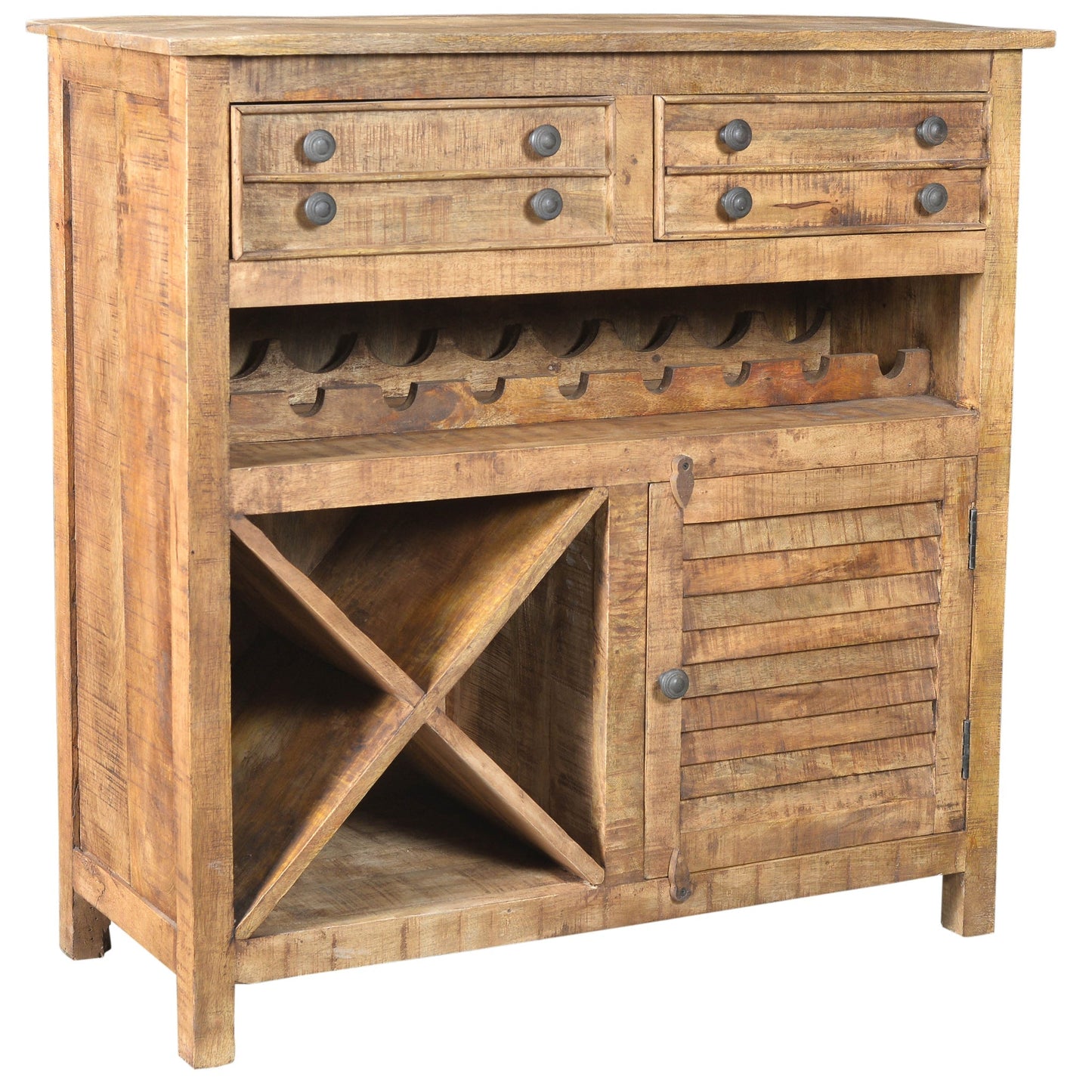 Meva Golden 40" 2-Drawer 1-Door Natural Wine Cabinet