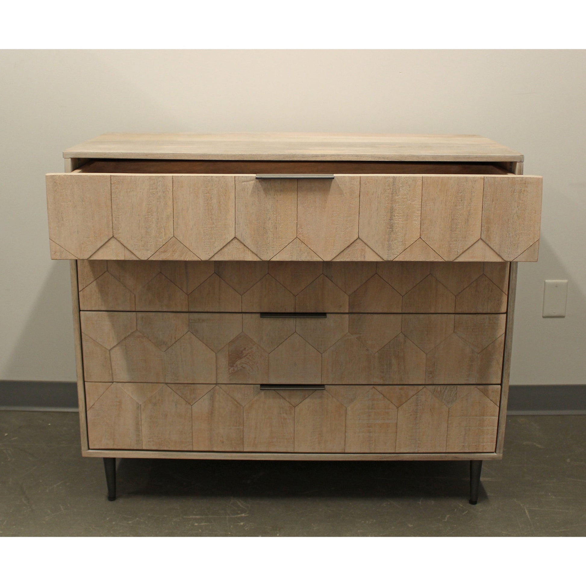 Meva Jaden 40" 4-Drawer Natural Acacia Wood Chest