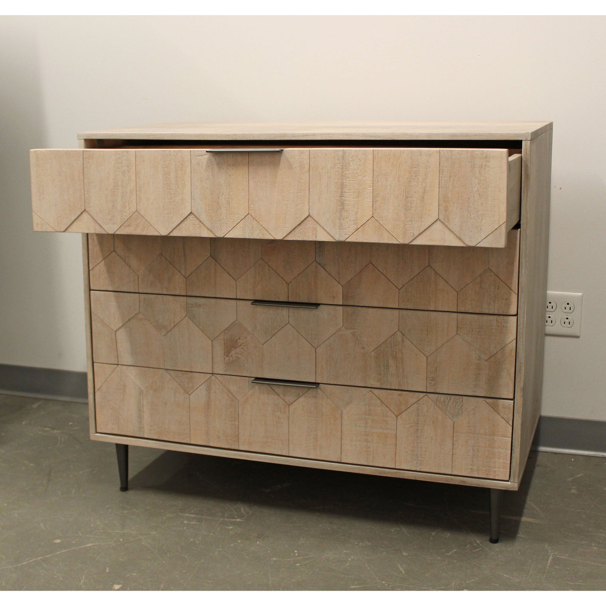 Meva Jaden 40" 4-Drawer Natural Acacia Wood Chest