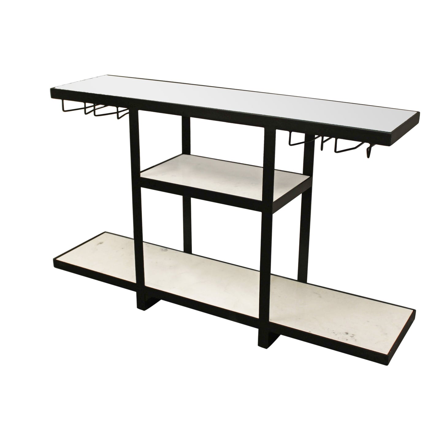 Meva Jonah 58" Black Iron, Glass, Marble Bar Console