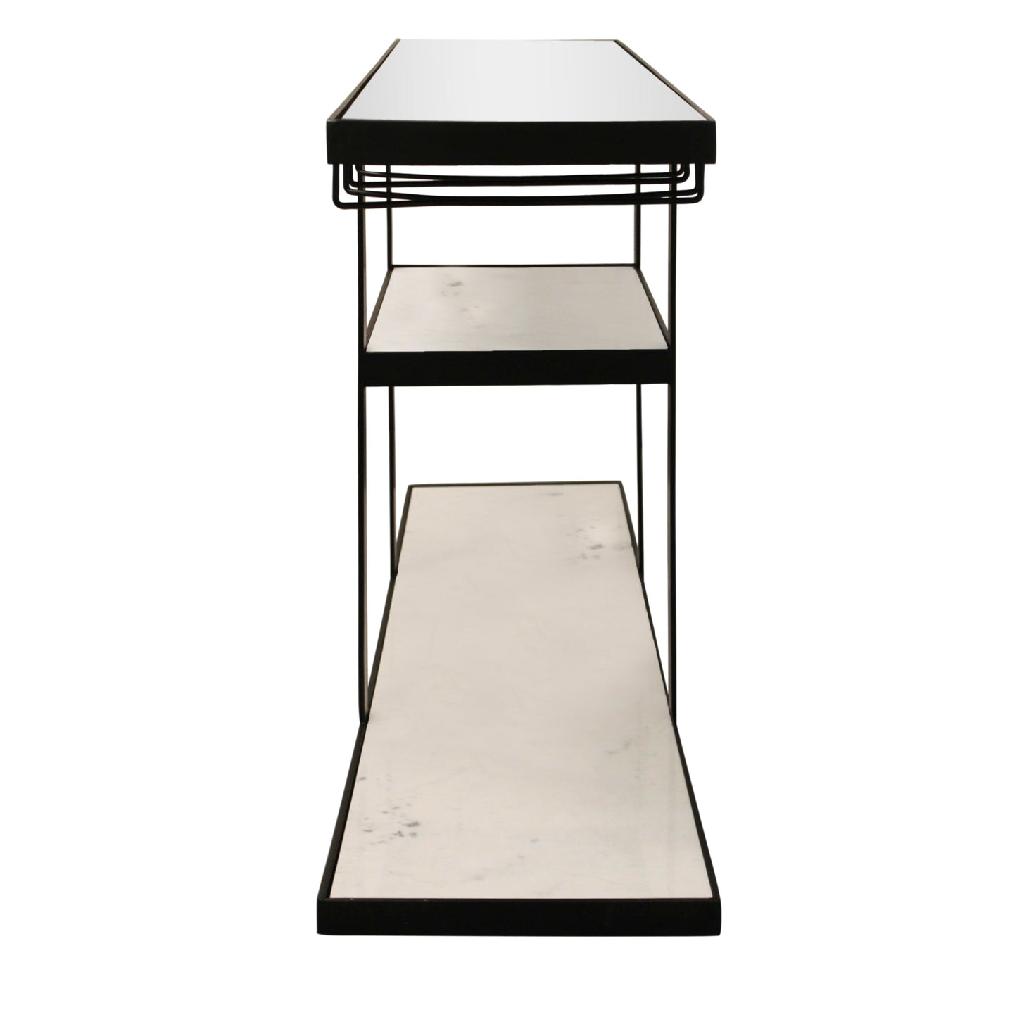 Meva Jonah 58" Black Iron, Glass, Marble Bar Console