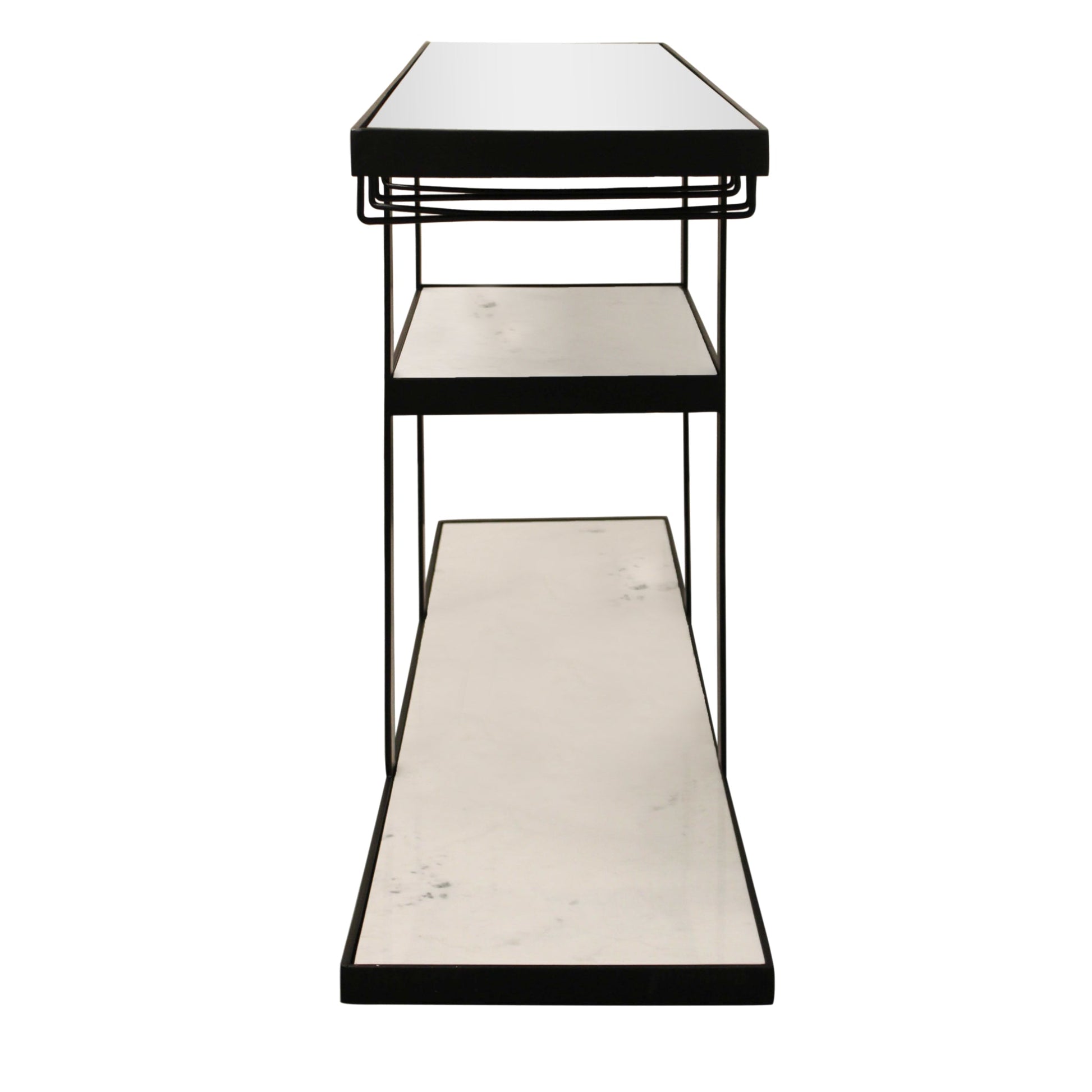 Meva Jonah 58" Black Iron, Glass, Marble Bar Console