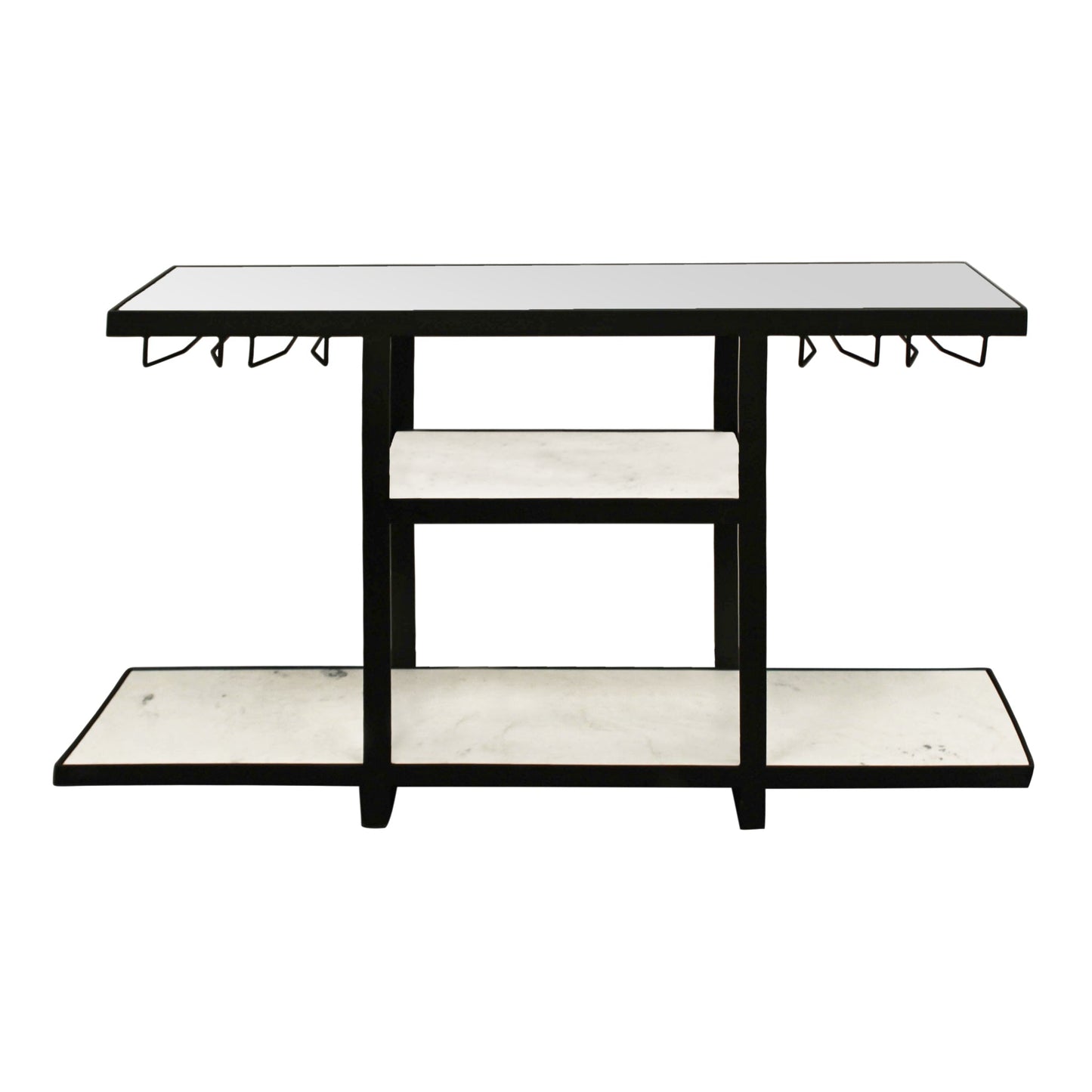 Meva Jonah 58" Black Iron, Glass, Marble Bar Console