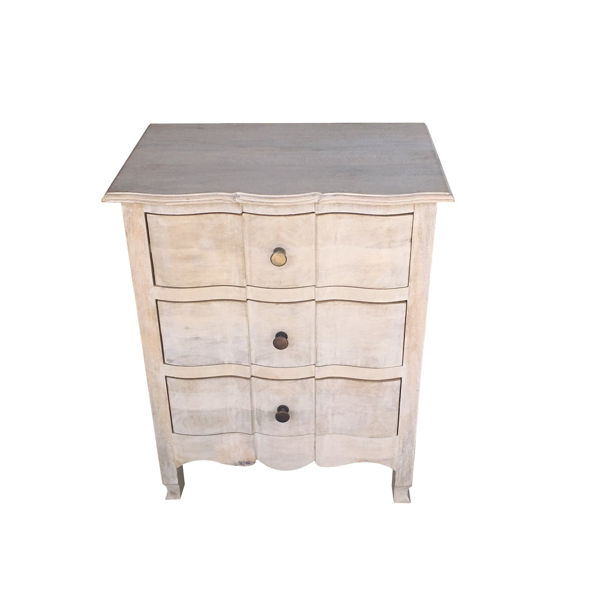 Meva Laurent 27" 3-Drawer White Wash Nightstand