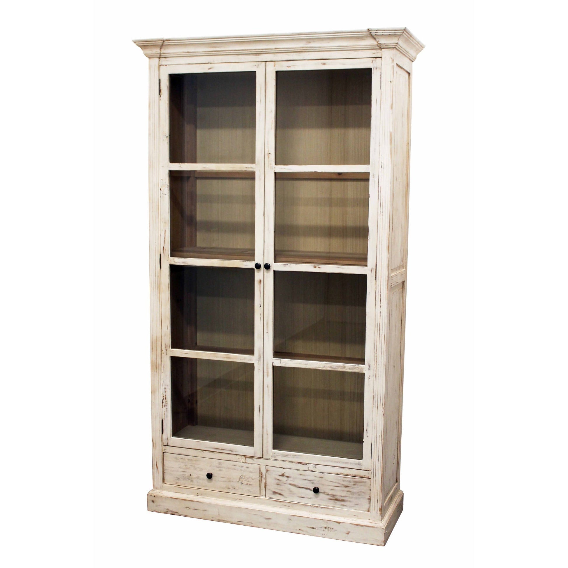 Meva Manhattan 46" 2-Door 2-Drawer Ivory Solid Pine Wood Cabinet