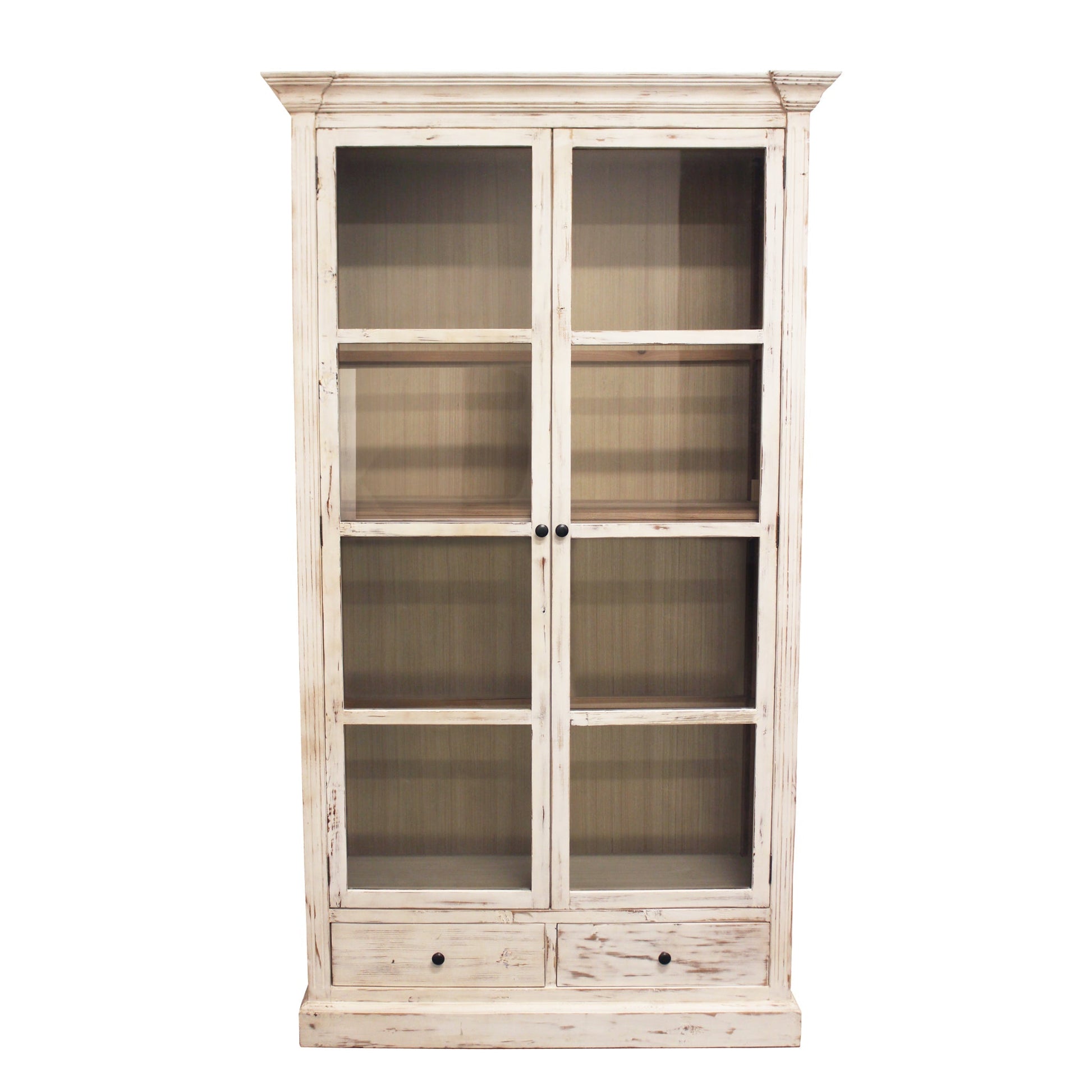 Meva Manhattan 46" 2-Door 2-Drawer Ivory Solid Pine Wood Cabinet