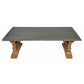 Meva Manhattan 63" Natural Solid Pine Wood Cocktail Table With Zinc Top
