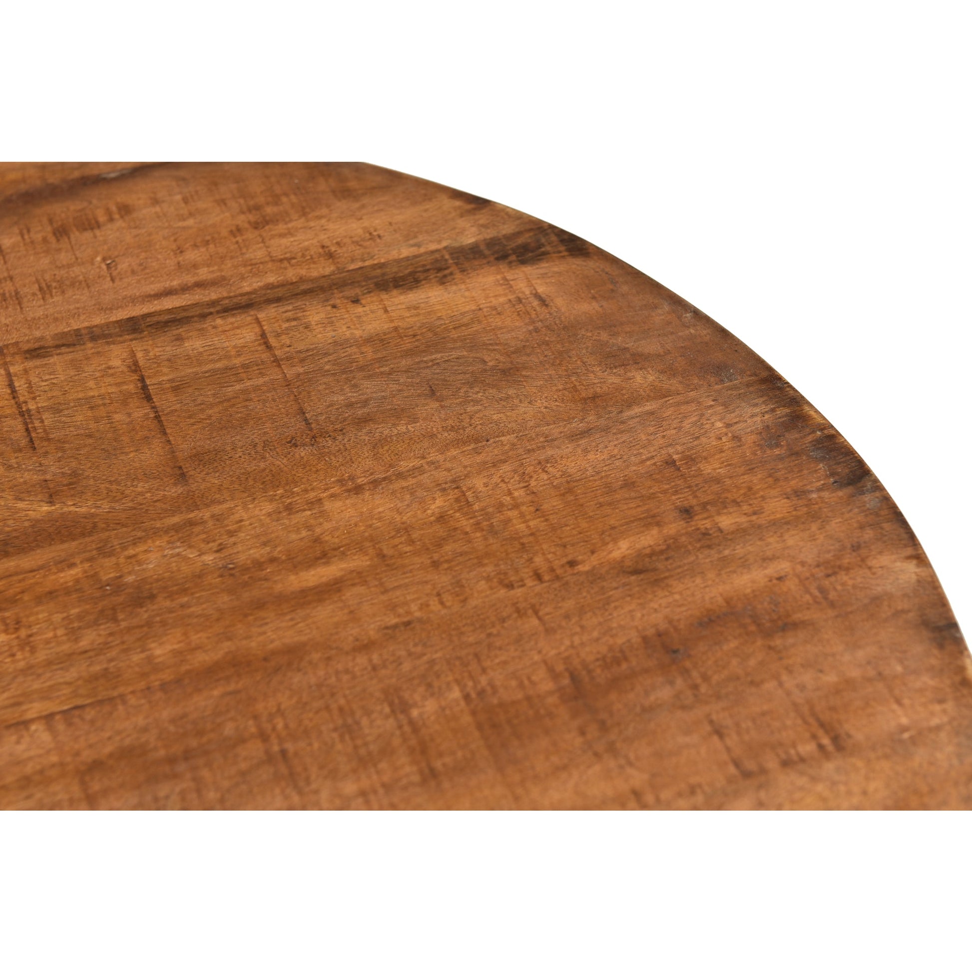 Meva Mata 32" Natural Round Solid Mango Wood Cocktail Table With Iron Legs