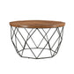 Meva Mata 32" Natural Round Solid Mango Wood Cocktail Table With Iron Legs