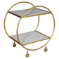 Meva Millie 29" Gray/Gold Marble, Iron Bar Cart
