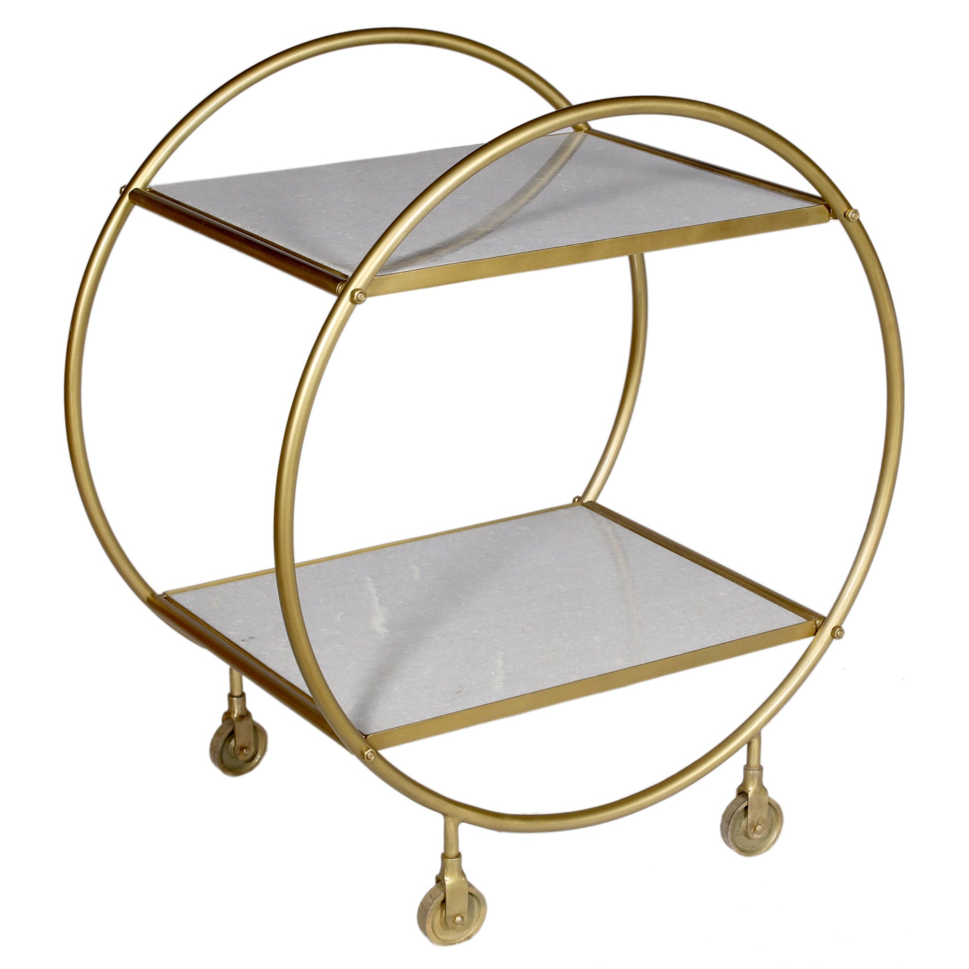 Meva Millie 29" Gray/Gold Marble, Iron Bar Cart