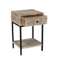 Meva Minerva 18" 1-Drawer White Wash Textured Wood End Table With Shelve