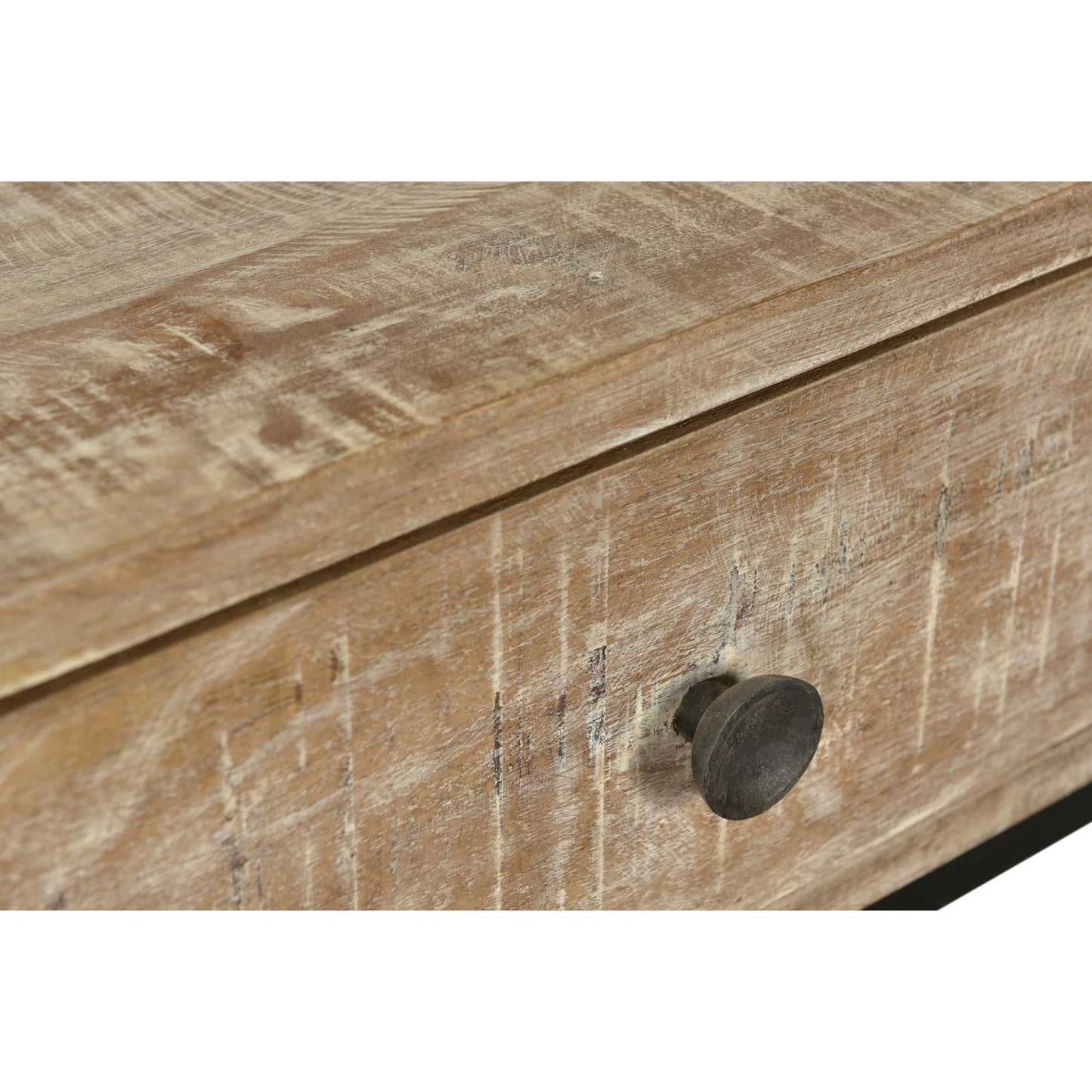 Meva Minerva 18" 1-Drawer White Wash Textured Wood End Table With Shelve