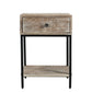 Meva Minerva 18" 1-Drawer White Wash Textured Wood End Table With Shelve