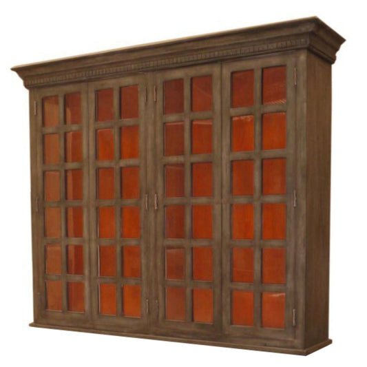 Meva Naples 74" 4-Door Brown Solid Wood Cabinet