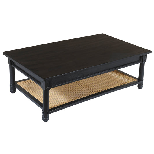 Meva Navice 18" 1-Shelf Natural/Black Mango Wood Cocktail Table