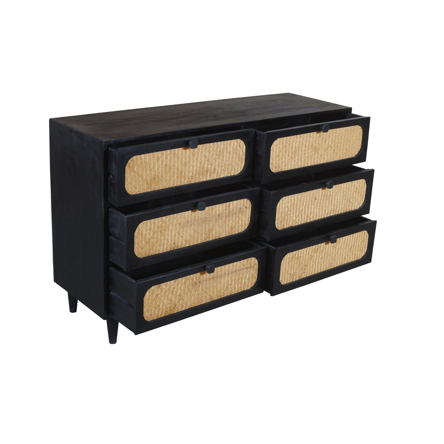 Meva Navice 36" 6-Drawer Natural/Black Dresser