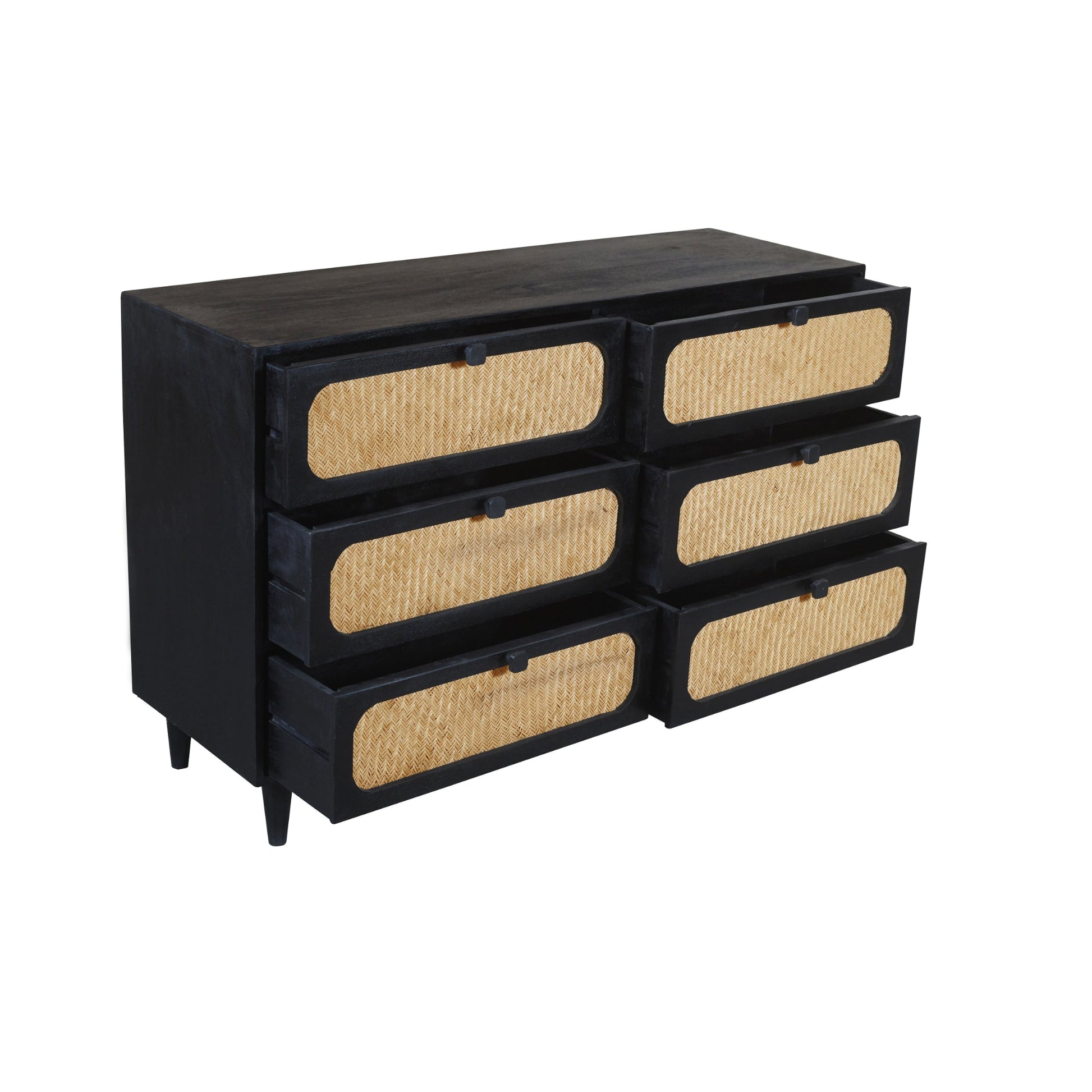Meva Navice 36" 6-Drawer Natural/Black Dresser
