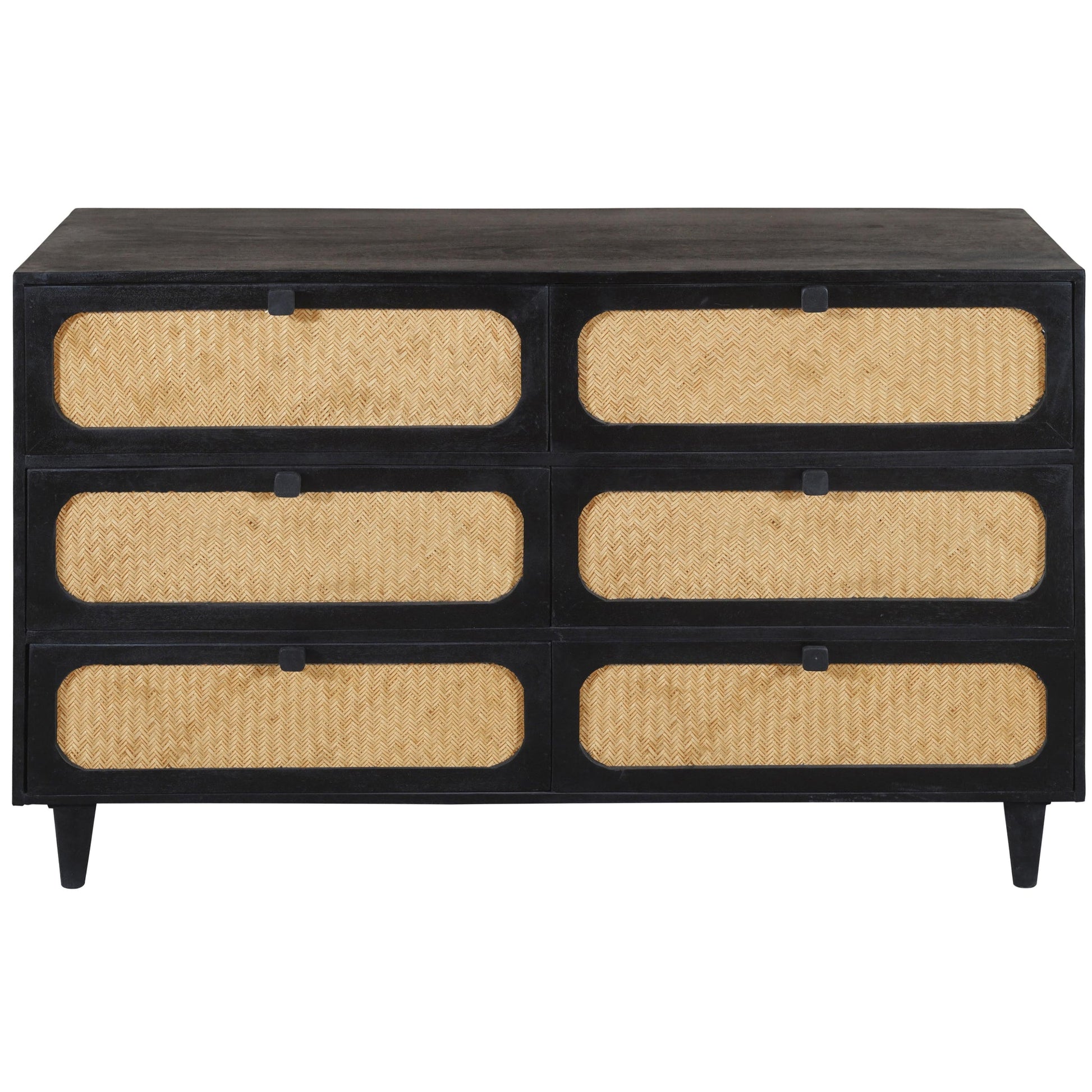 Meva Navice 36" 6-Drawer Natural/Black Dresser