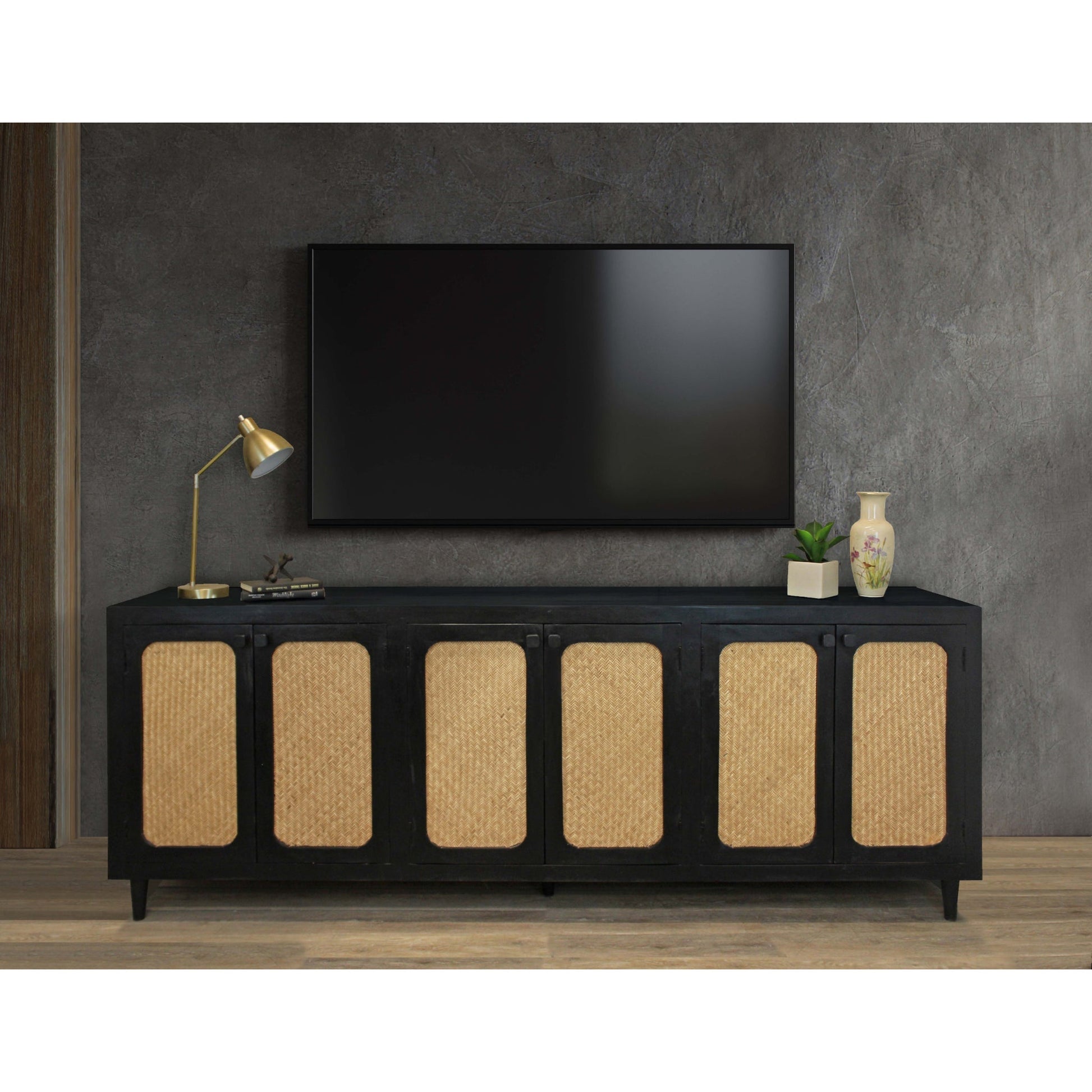 Meva Navice 38" 6-Door Natural/Black Sideboard