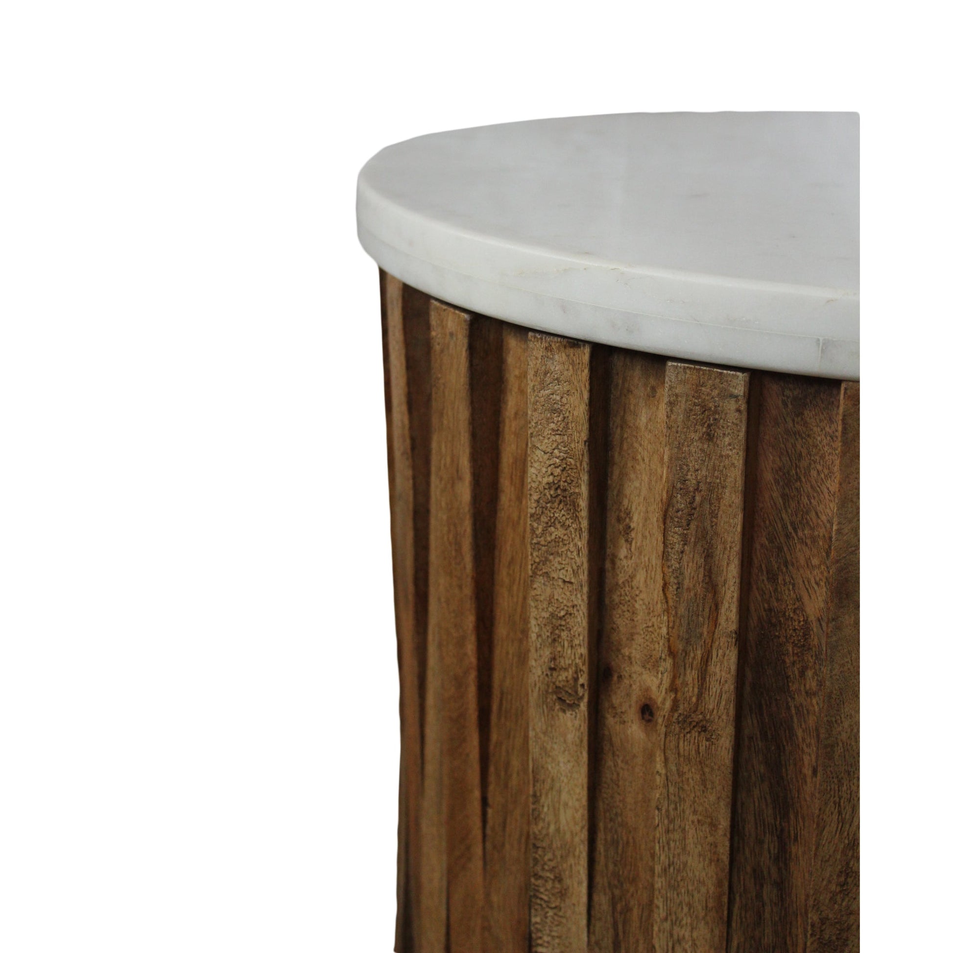 Meva Orlando 18" Brown/White Layered Wood Accent Table With Marble Top