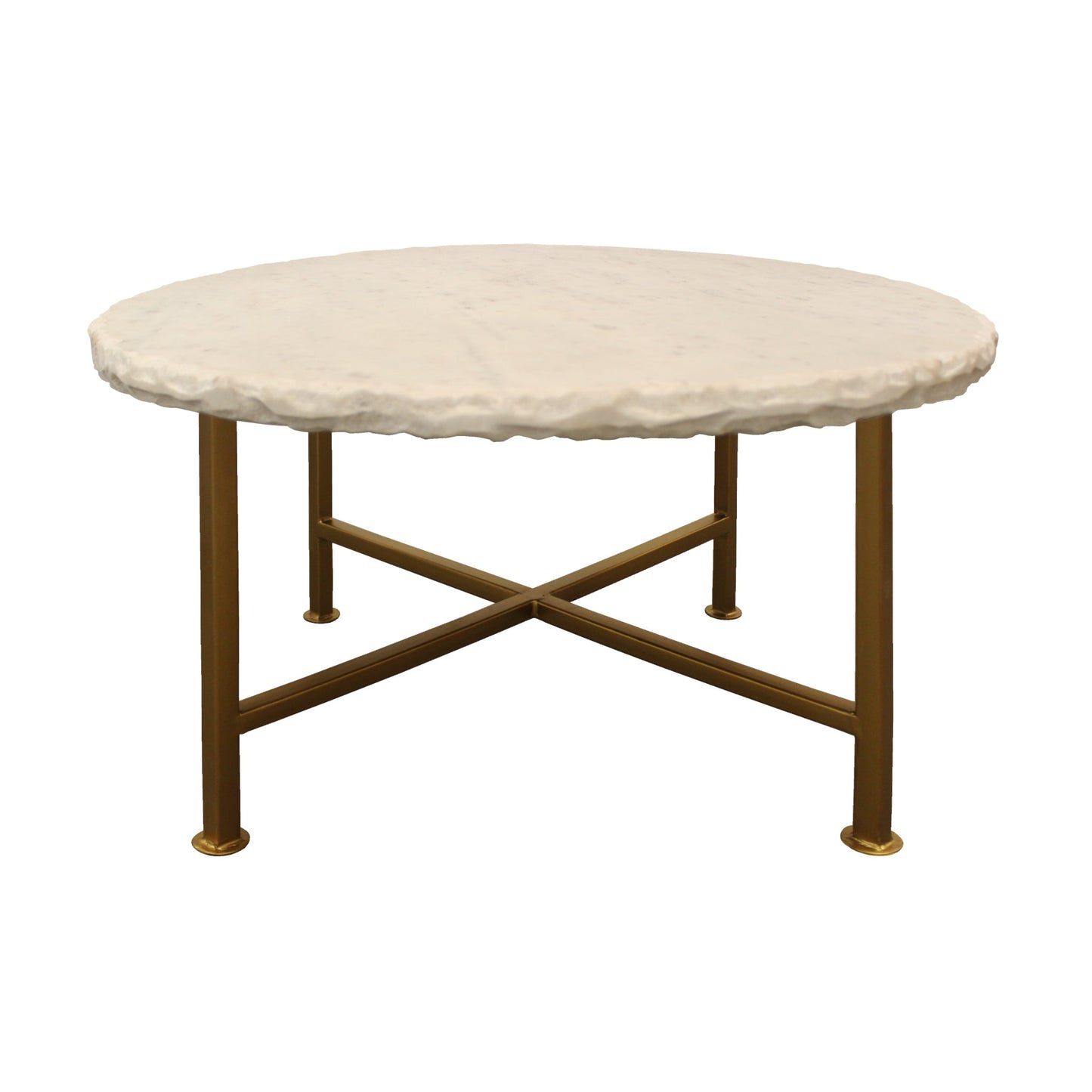 Meva Orlando Adair 30" White Cocktail Table With Brass Color Iron Base