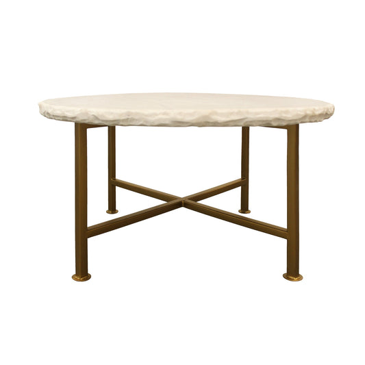 Meva Orlando Adair 30" White Cocktail Table With Brass Color Iron Base