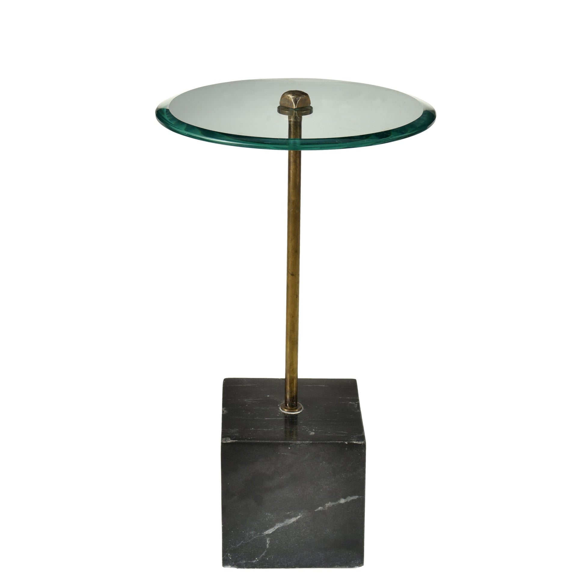 Meva Orlando Agua 16" Gold/Black End Table With Glass Top