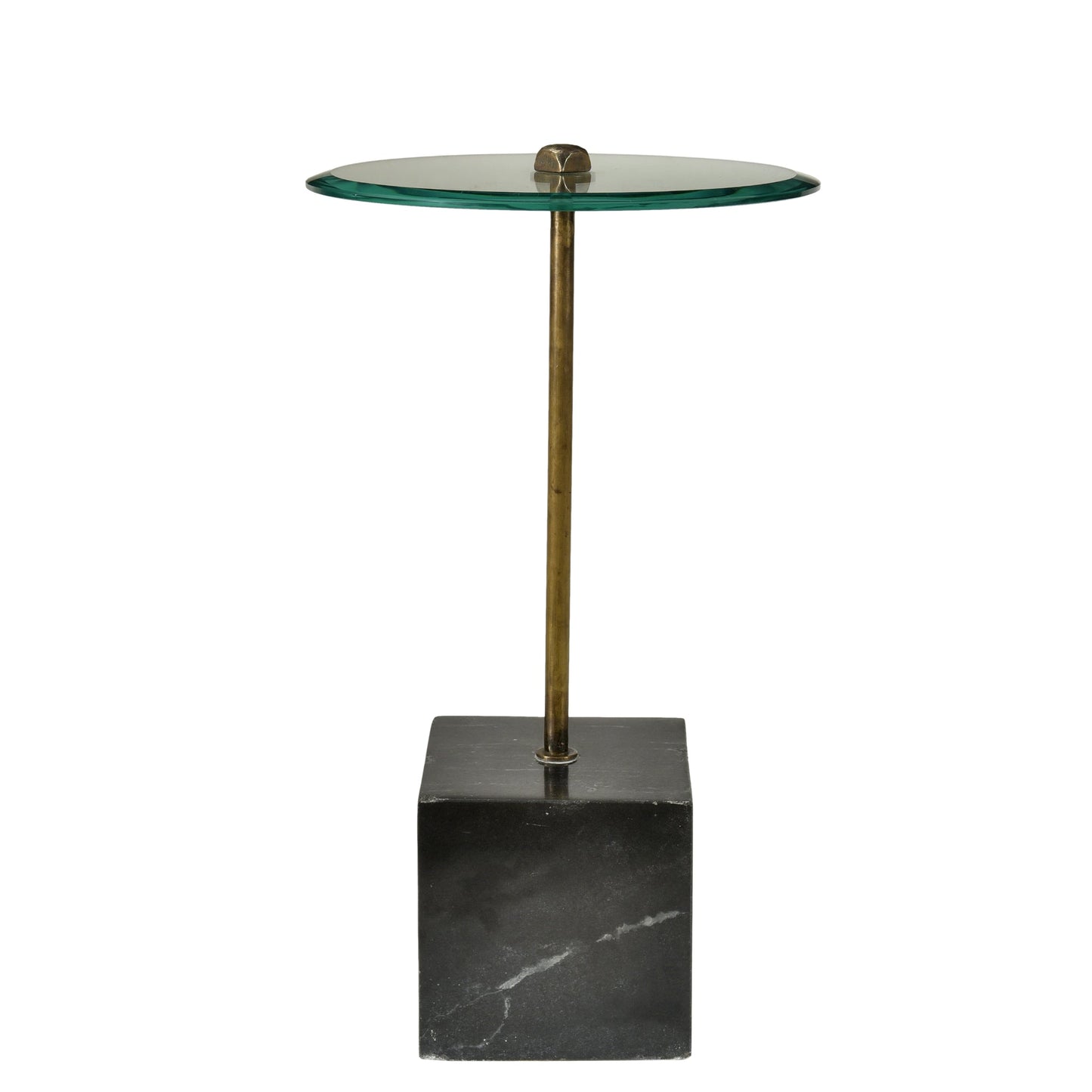 Meva Orlando Agua 16" Gold/Black End Table With Glass Top