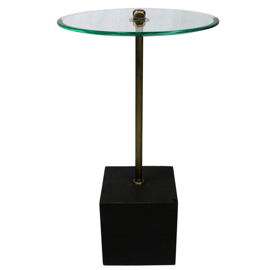 Meva Orlando Agua 16" Gold/Black End Table With Glass Top