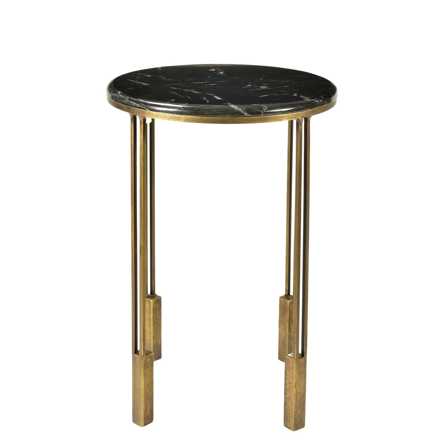 Meva Orlando Agua 16" Gold/Black End Table With Marble Top