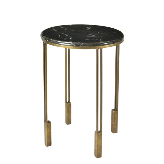 Meva Orlando Agua 16" Gold/Black End Table With Marble Top