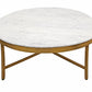 Meva Orlando Carlton 38" Brass Iron Coffee Table With White Marble Top