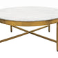 Meva Orlando Carlton 38" Brass Iron Coffee Table With White Marble Top