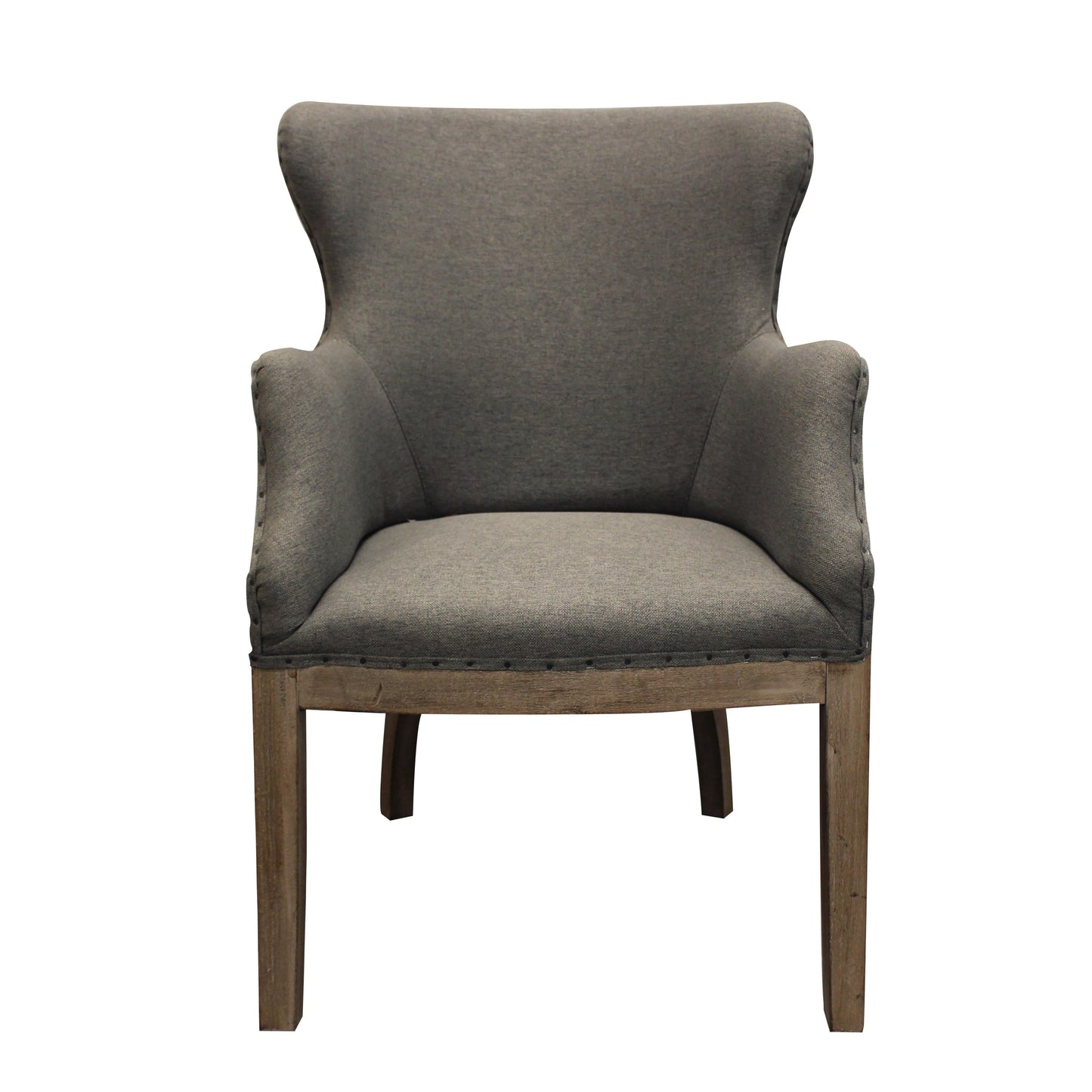 Meva Phil 25" Gray Birch Wood Arm Chair With Exposed Wood Frame