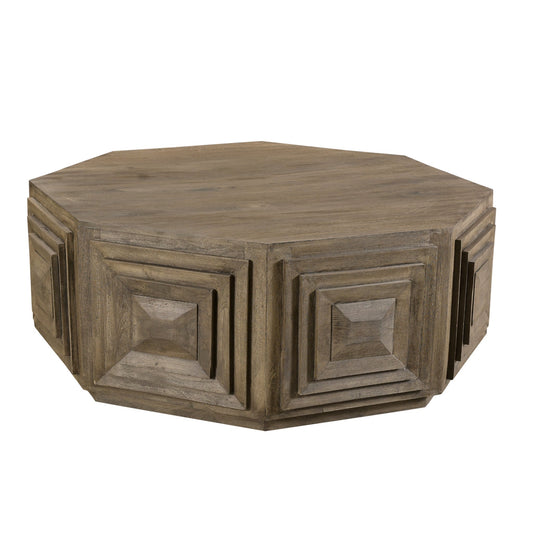 Meva Pilot 48" Arabica Bean Finish Octagonal Solid Mango Wood Cocktail Table