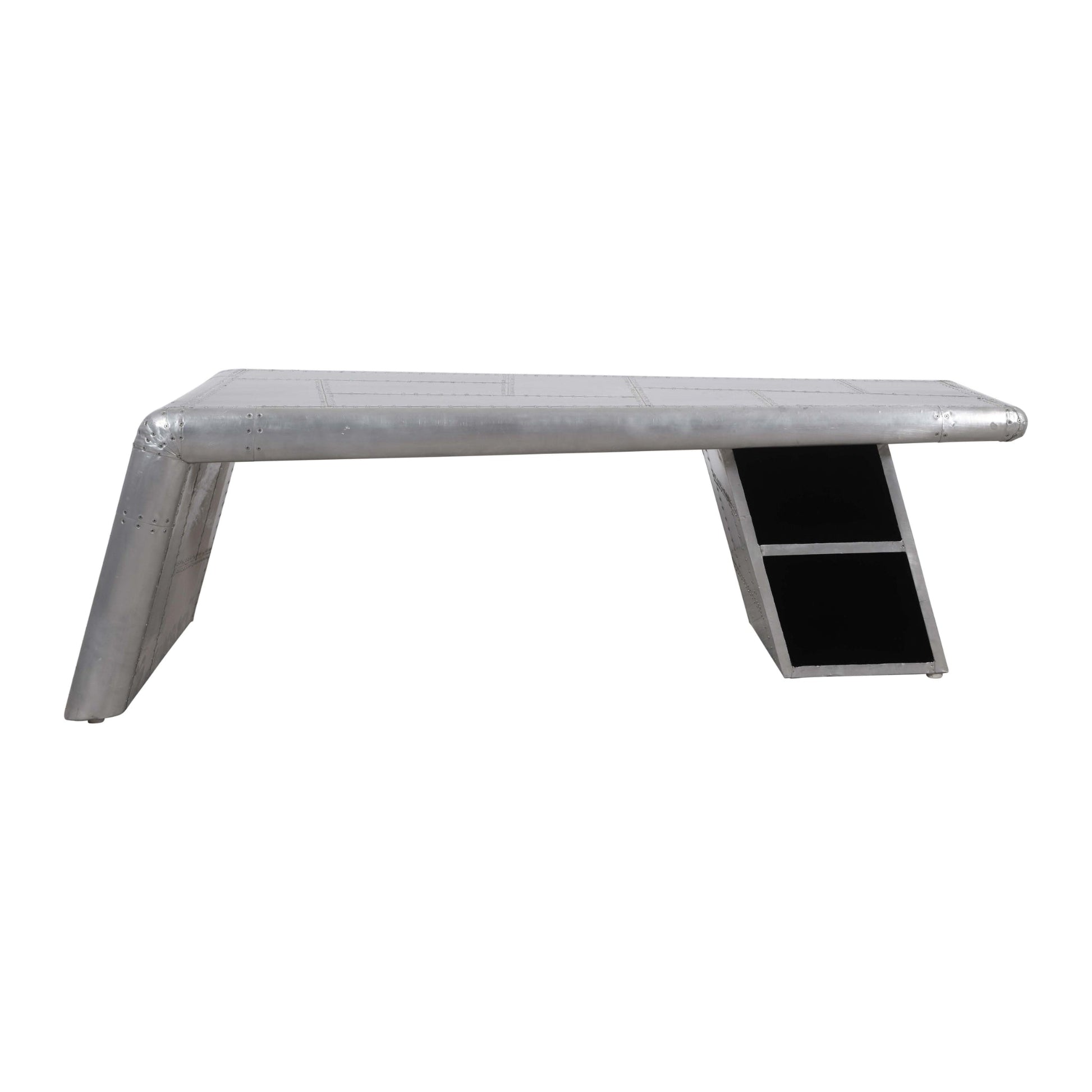 Meva Pilot 52" 2-Shelf Silver Aluminum Sheets Cocktail Table With Steel Screws