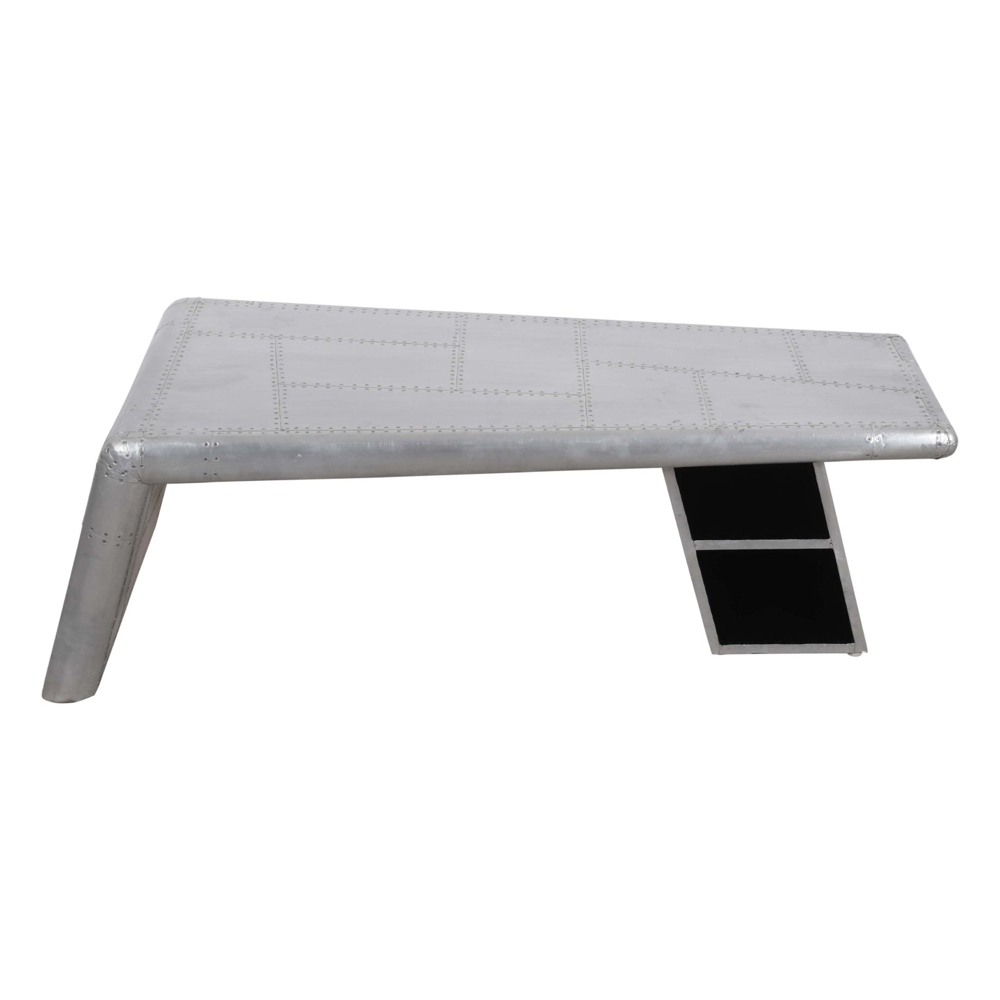 Meva Pilot 52" 2-Shelf Silver Aluminum Sheets Cocktail Table With Steel Screws