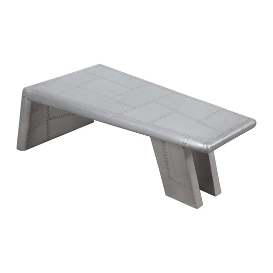 Meva Pilot 52" Silver Aluminum Sheets Cocktail Table With Steel Screws