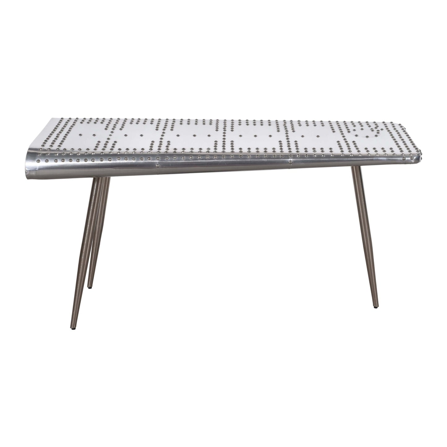 Meva Pilot 56" Silver Aluminum Sheets Console Table With Steel Screws