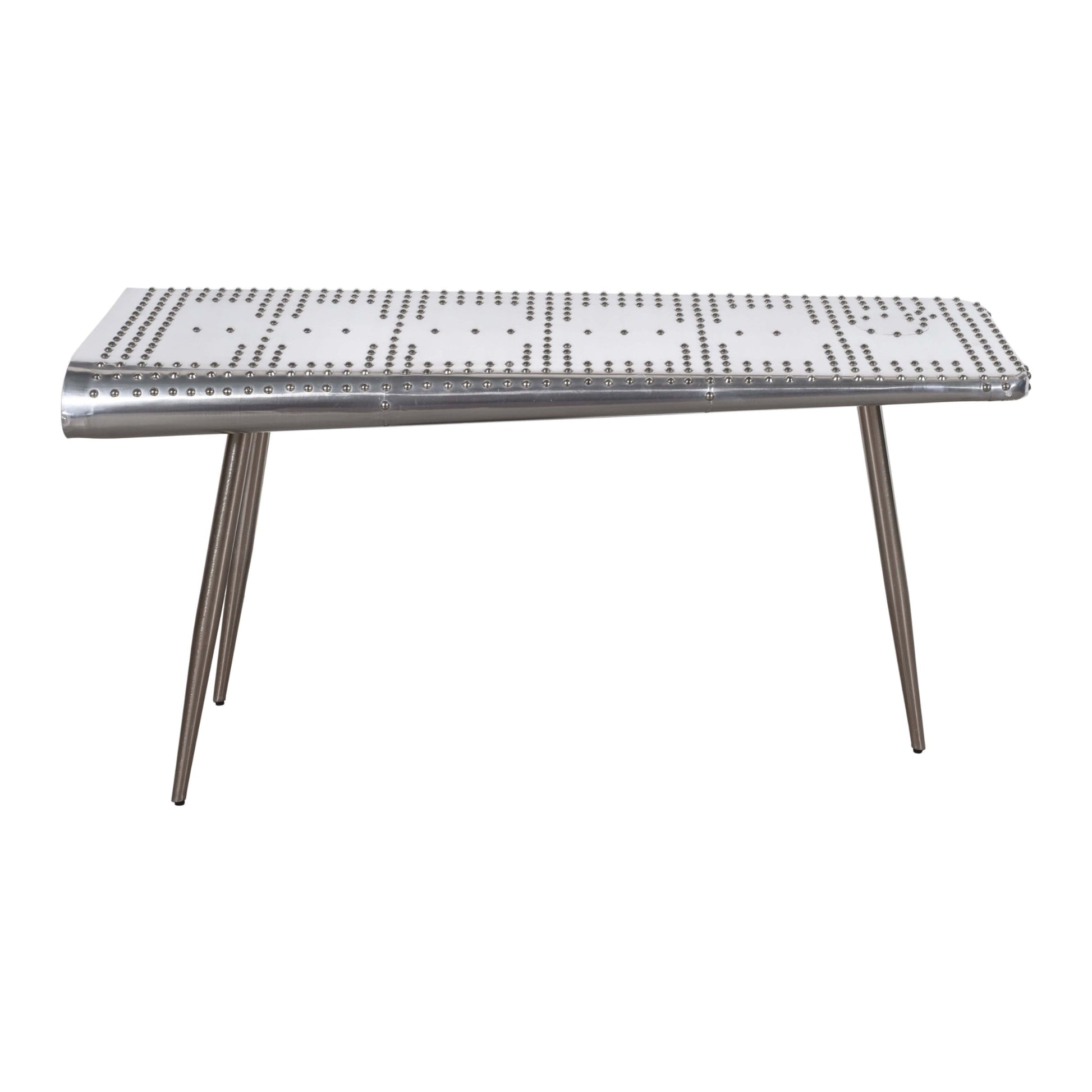Meva Pilot 56" Silver Aluminum Sheets Console Table With Steel Screws