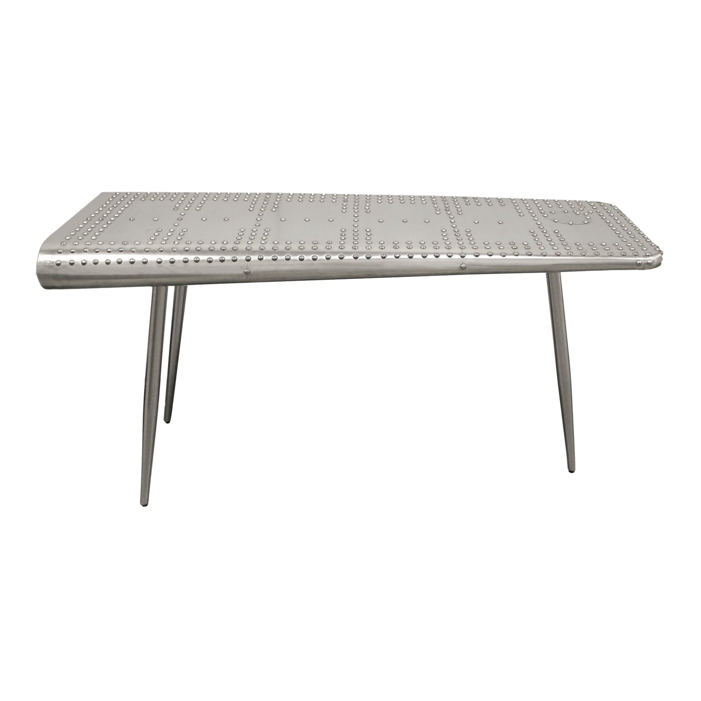Meva Pilot 56" Silver Aluminum Sheets Console Table With Steel Screws