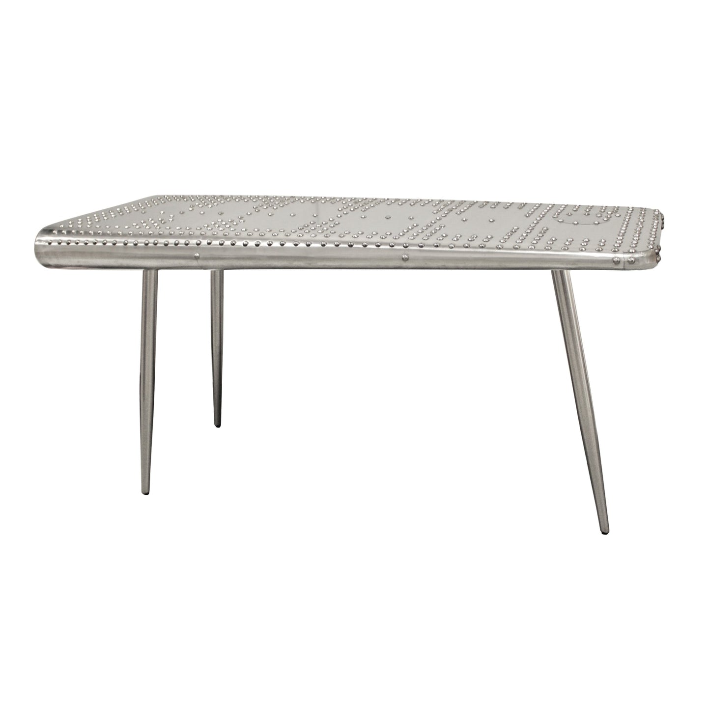 Meva Pilot 56" Silver Aluminum Sheets Console Table With Steel Screws