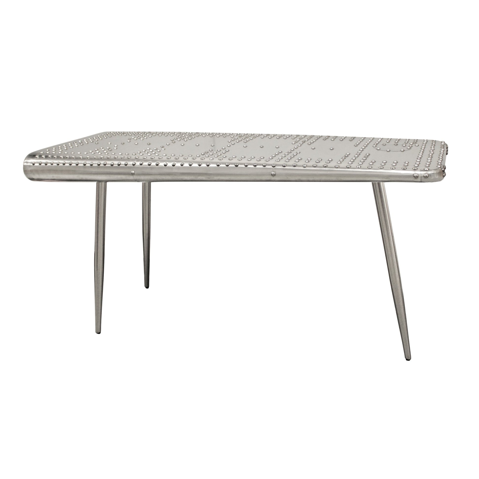 Meva Pilot 56" Silver Aluminum Sheets Console Table With Steel Screws