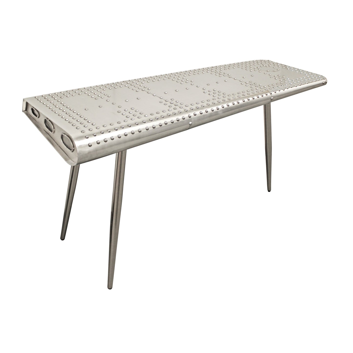 Meva Pilot 56" Silver Aluminum Sheets Console Table With Steel Screws