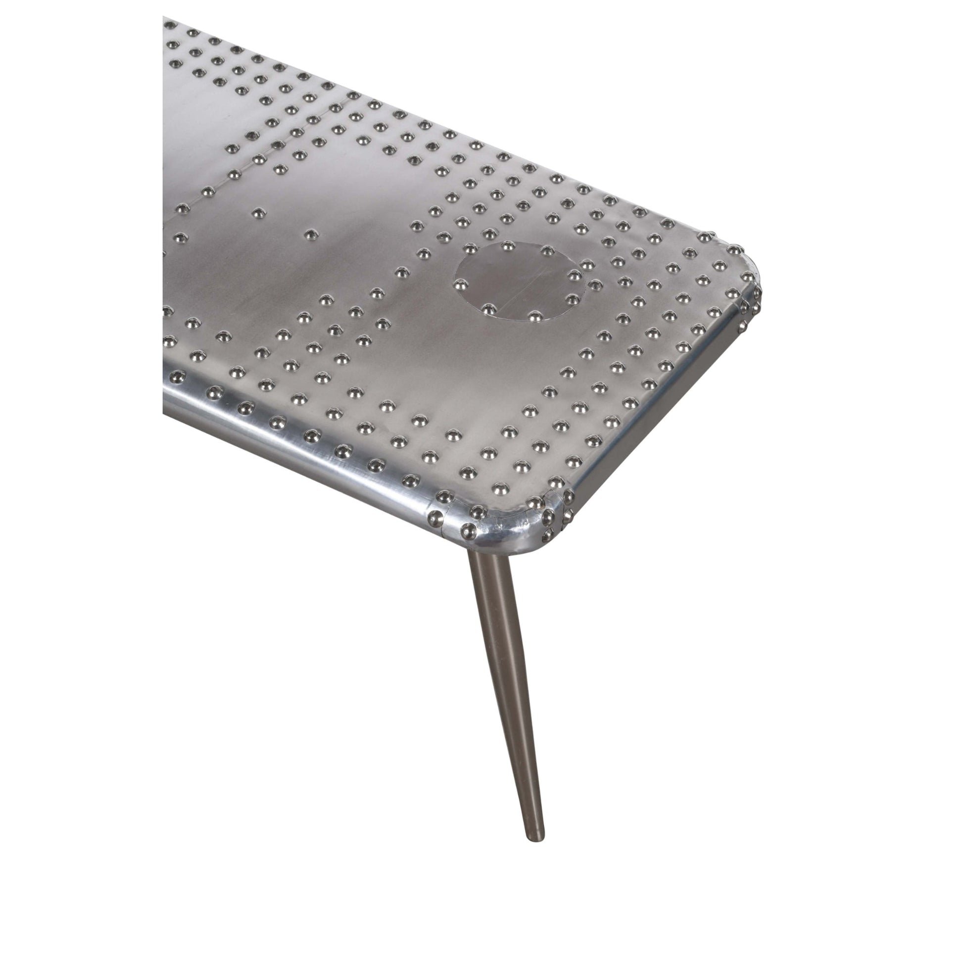 Meva Pilot 56" Silver Aluminum Sheets Console Table With Steel Screws