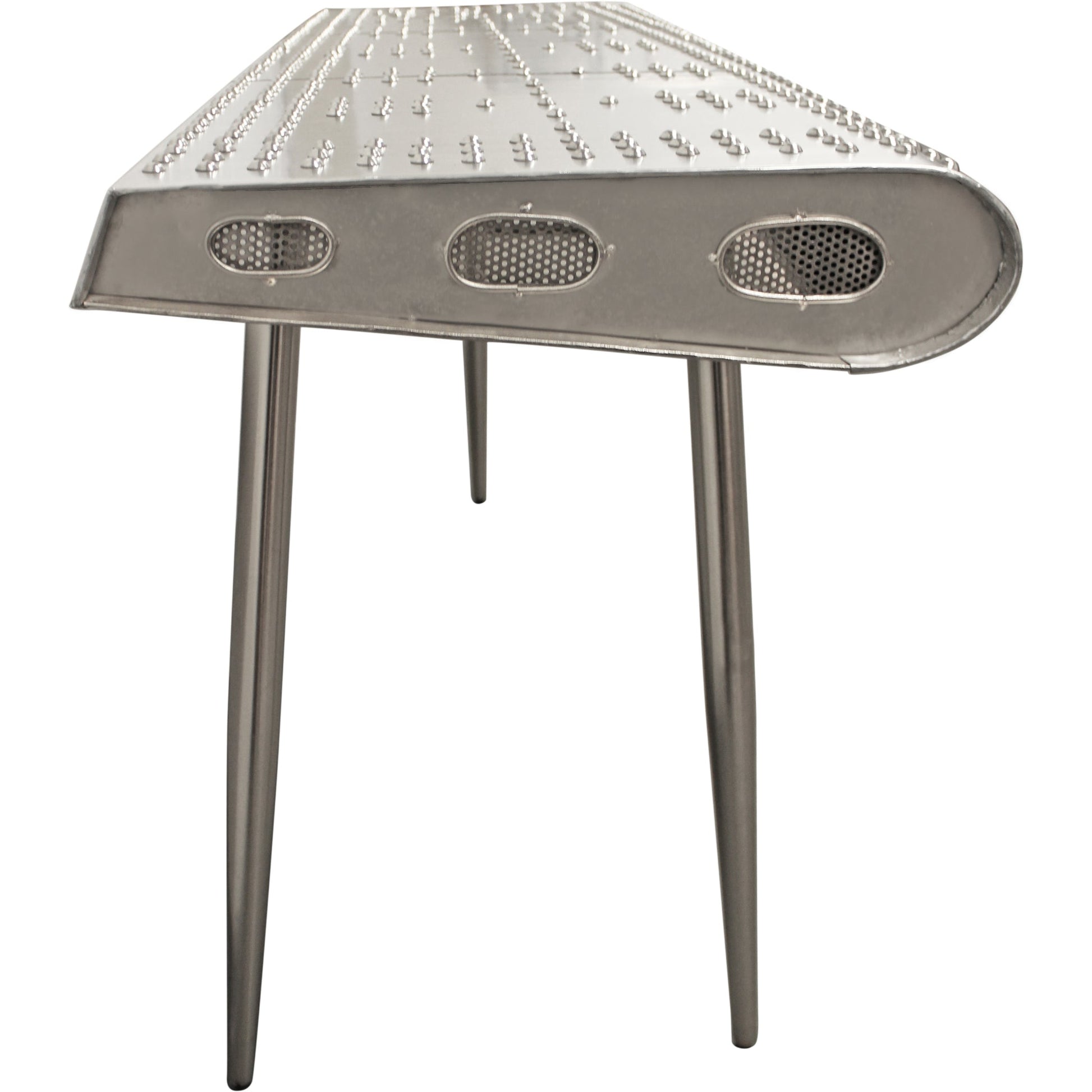 Meva Pilot 56" Silver Aluminum Sheets Console Table With Steel Screws