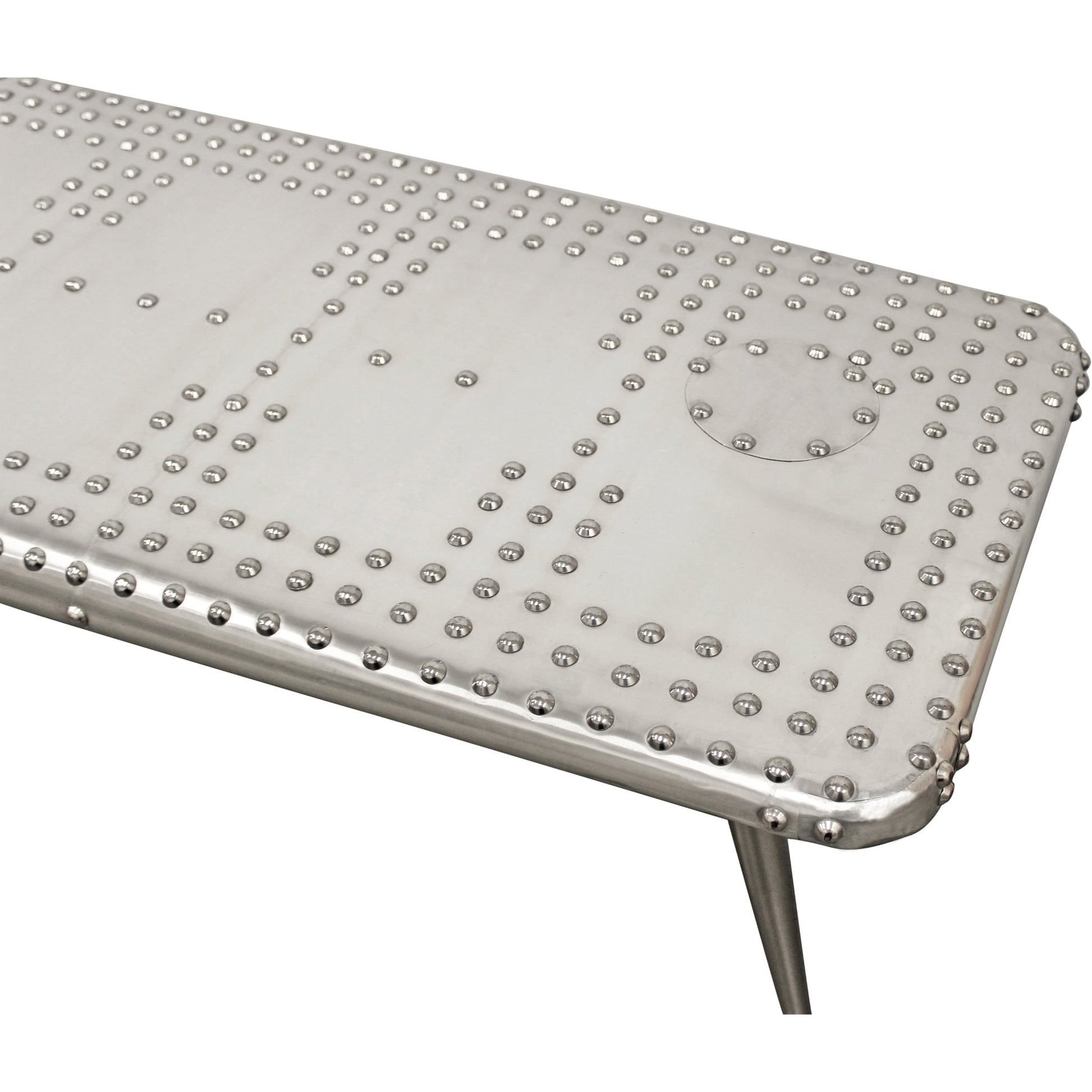 Meva Pilot 56" Silver Aluminum Sheets Console Table With Steel Screws