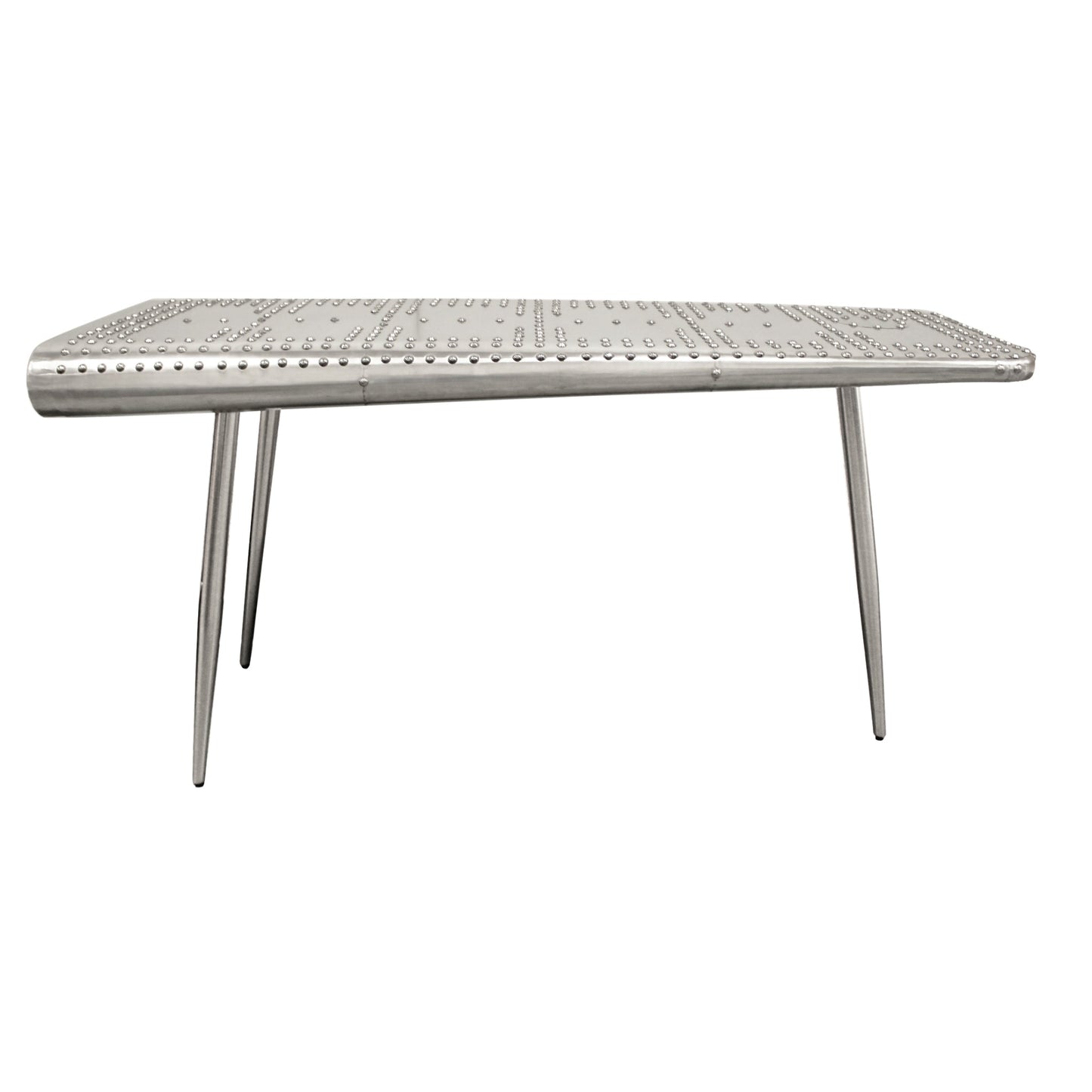 Meva Pilot 56" Silver Aluminum Sheets Console Table With Steel Screws