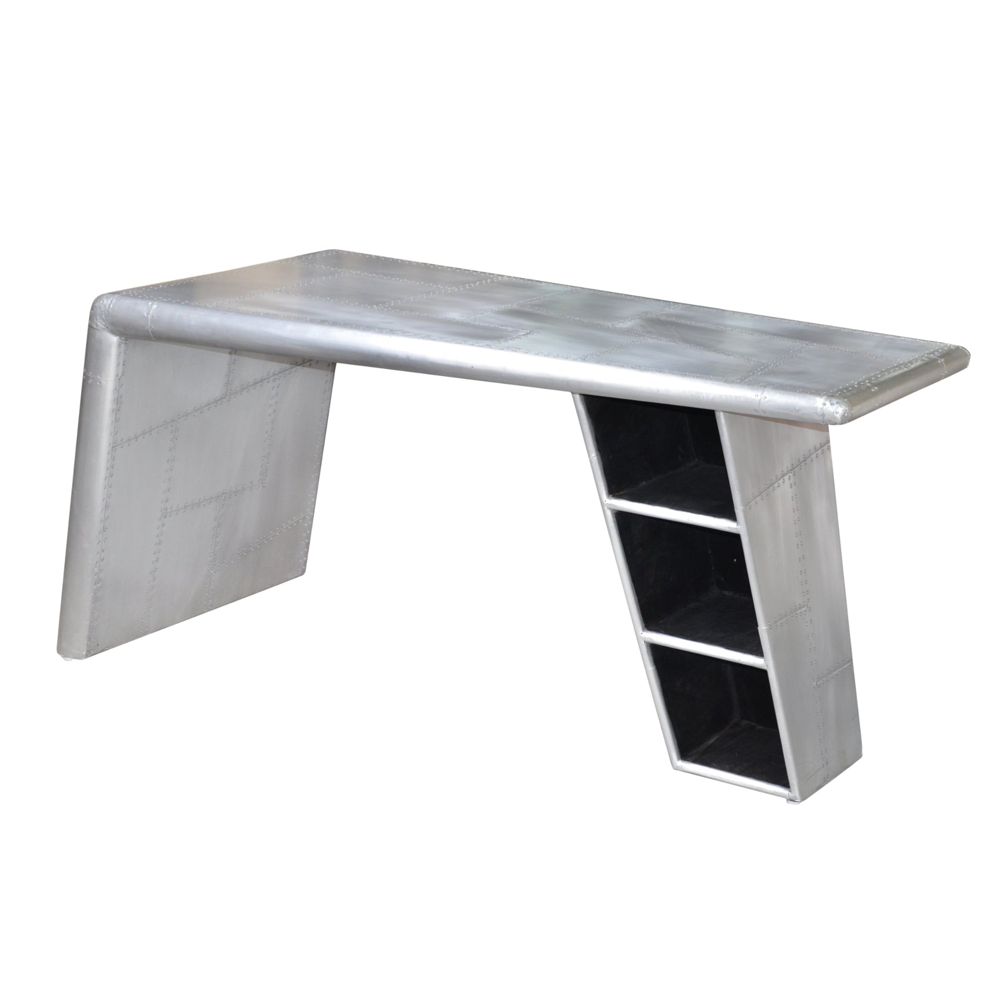 Meva Pilot 60" 3-Shelf Silver Writing Desk